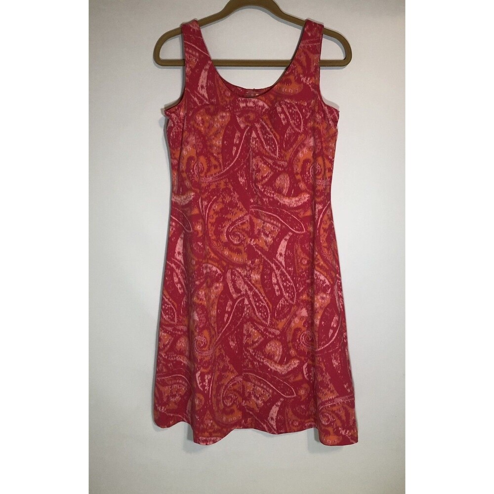 Athleta Garden Isle Pink & Orange Tropical Beach Sun Dress w/Shelf Bra M EUC
